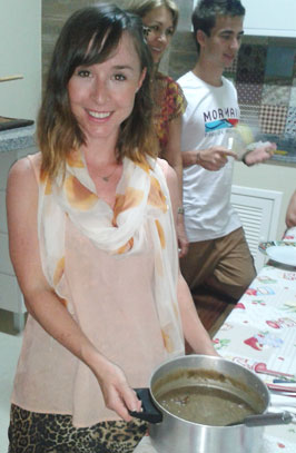 Katy Lee shows off the lentils that are traditionally eaten in Brazil to start off New Year.